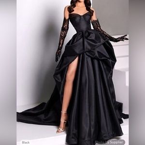 Beautiful high low front slit strapless gown